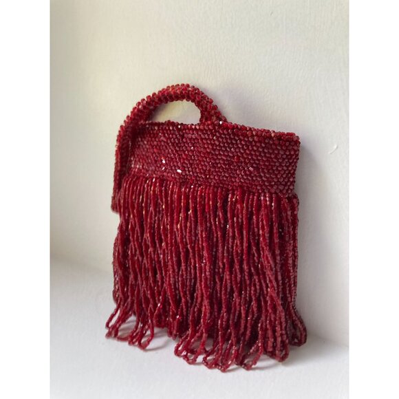 1920's Cranberry Red Czech Glass Wristlet Purse READ - Picture 2 of 10